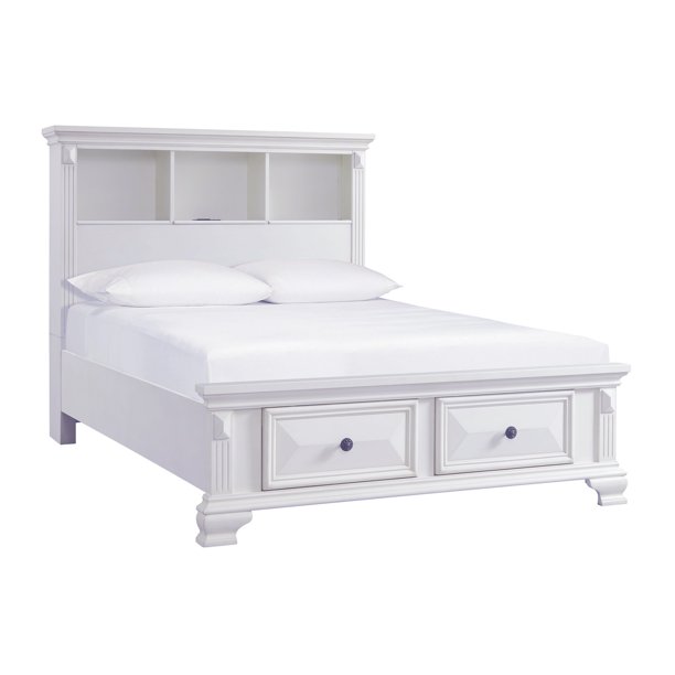 Picket House Trent Full Storage Bookcase Bed with USB in White