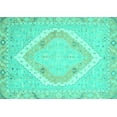 thumbnail image 1 of Ahgly Company Indoor Rectangle Oriental Turquoise Blue Modern Area Rugs, 8' x 10', 1 of 4