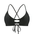 thumbnail image 5 of RELLECIGA Women's Black Cheeky Strappy Bikinis Longline Triangle Bikini Top Front Cutout Swimsuit Sexy Tie Back Criss Cross Bathing Suit Tops Size XXX-Large, 5 of 11