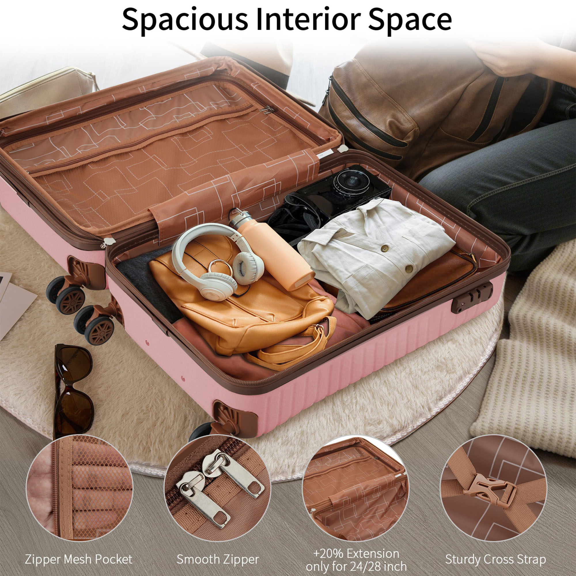 Luggage Sets 3 Piece Carry on Luggage 22x14x9 Airline Approved, Lightweight Hardshell ABS Suitcases with Wheels, 20 inch,