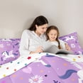 thumbnail image 4 of Manfei Lovely Unicorns Twin Comforter Sets,Sweet Floral Pattern Bedding Set,Purple,Polkadot Reversible,2pcs,1 Comforter and 1 Pillowcase, 4 of 7