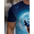 thumbnail image 4 of Men's 3D Graphic T-Shirt - Roaring Werewolf Moon Design |   Unique and fashionable casual wear |   Fashion Wolf Print Round Neck Short Sleeve, 4 of 5