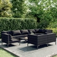 thumbnail image 1 of vidaXL 10 Piece Garden Lounge Set with Cushions Poly Rattan Dark Grey, 1 of 5