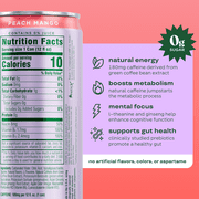 Bloom Nutrition Sparkling Energy Drink, Peach Mango, 12 fl oz Single Can