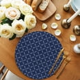 thumbnail image 2 of Navy Blue Round 13 Inch Placemats Set of 4, Geometric Leaf Diamond Plaid Abstract Check HeatResistant Non Slip Place Mats for Dining Table, Wipeable Braided Kitchen Table Mats for Housewarming, 2 of 9