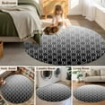 thumbnail image 6 of Round Rugs 3.3 Ft, Moroccan Black Non Slip Area Rugs for Kitchen Bedroom Entryway, Geometric Abstract Gradient Plaid Washable Carpet Runner Rug Floor Mats for Bedroom Home Decor, 6 of 9