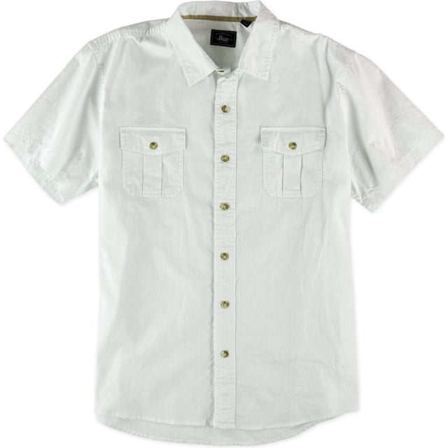 GH Bass & Co. Camisa texturizada SS con botones para hombre, blanca, extragrande G.H. Bass & Co. Botones al frente