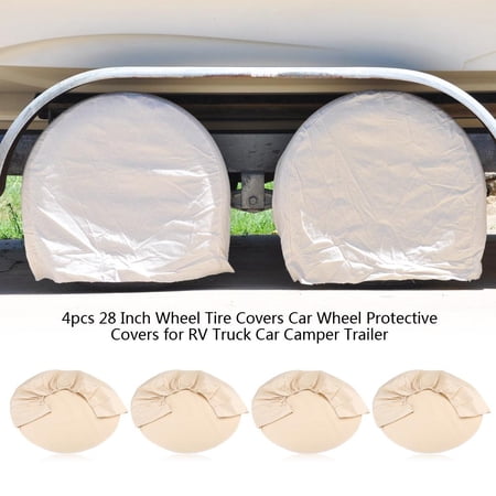 SUPVOX 2-Pack Trailer Tire Covers - 28.5 Inch RV Spare Tire Protectors, Black Oxford Cloth