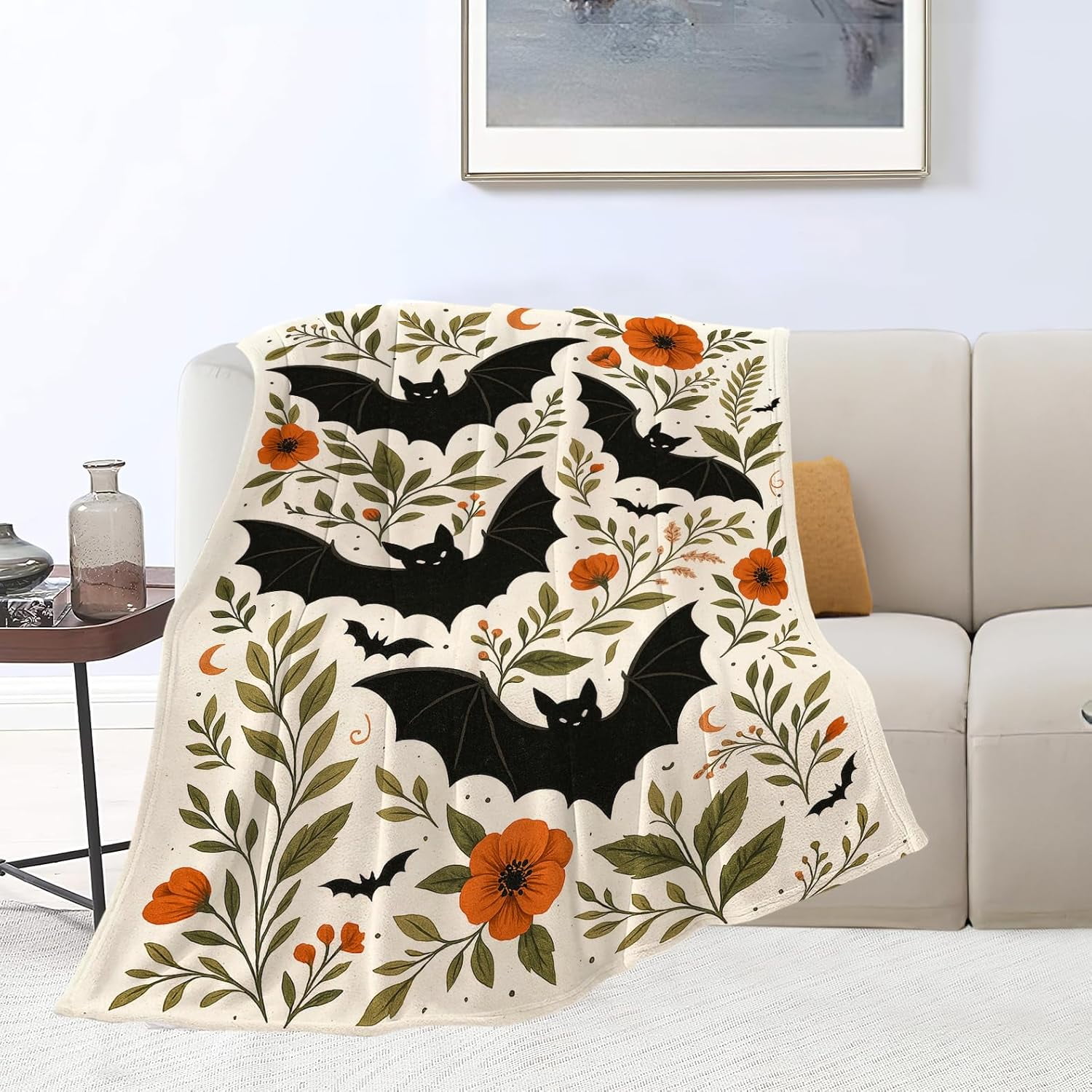 Gothic Bat Blanket Super Soft Warm Fluffy Fleece Flannel Animal Blanket Cozy Fuzzy Plush Stuff Bedding Blankets Gifts for Women Users men Women Adults 80"X60"