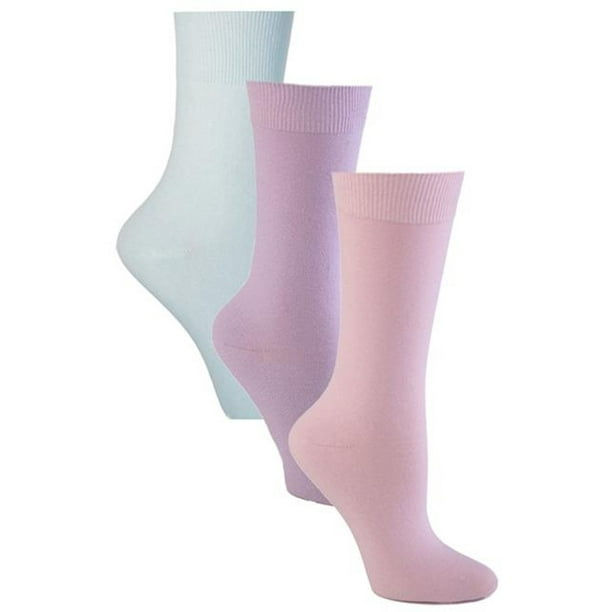Sugar Free Sox Womens Flat Knit Crew Diabetic Socks 3 Pack Sock