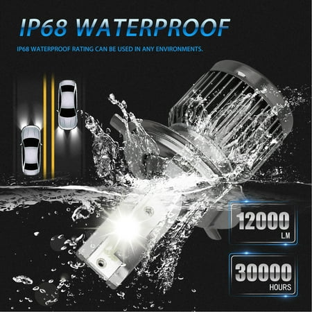 h4 led headlight bulbs 6500k 12000 lumens extremely super bright 9003 hi lo heatsink base cob chips conversion kit xenon white walmart canada