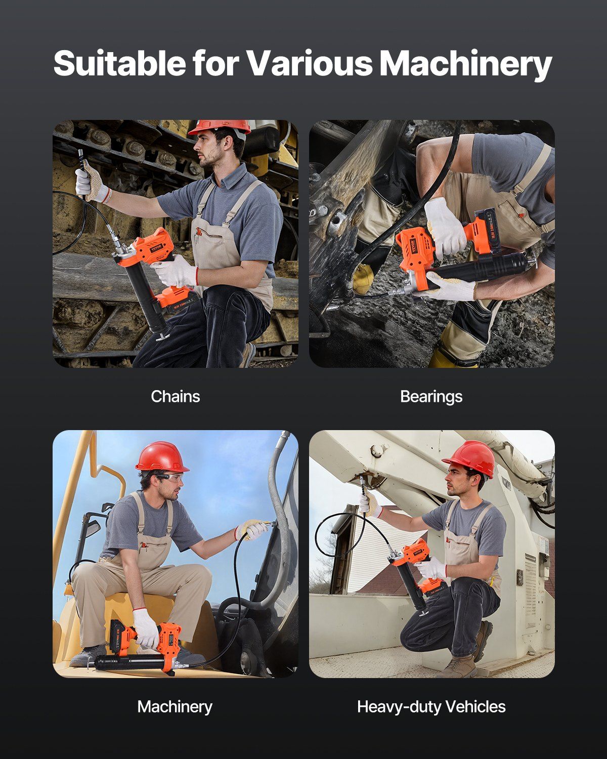 Cordless Grease Gun 80,000 PSI 20V Battery Operated Electric Grease Gun (Tool Only), High-Pressure Industrial Lubrication, Variable Speed Trigger, Dual Hose Options, LED Light, Portable Case