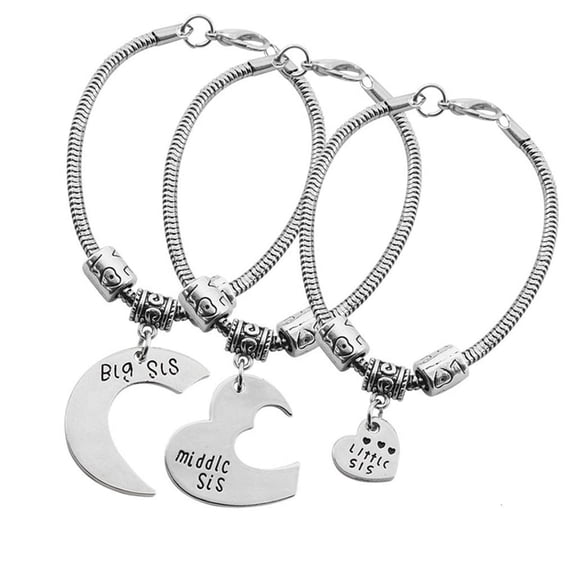 Osdhezcn Pack of 3 Adjustable Friendship Bracelets for Sisters Women Heart Love Jewelry
