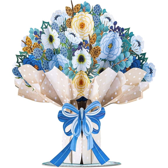 HugePop Magical Flower Bouquet Pop Up Card, With Detachable Flowers