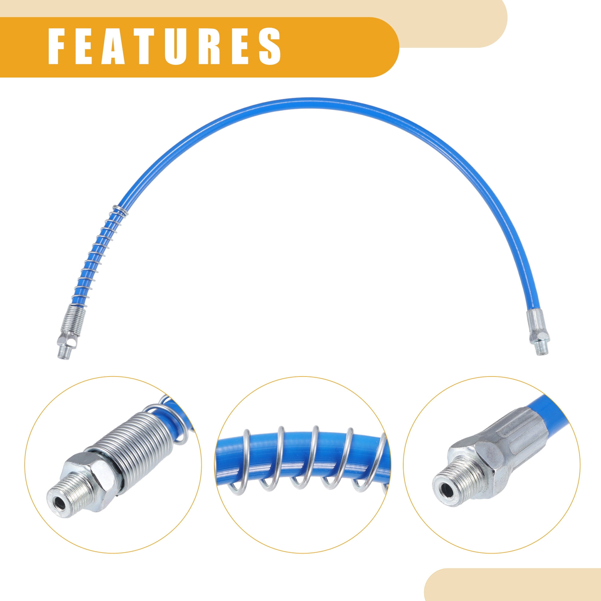 Unique Bargains Universal 1/8" NPT Grease Gun Flex Hose Blue 24 Inch