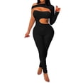 thumbnail image 2 of BONIXOOM Womens Jumpsuit Women's Pants Solid Mid Waisted Long Jogging Beach Dress Skinny Slim-Leg Dress Black M, 2 of 4