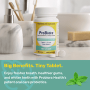 ProBiora Health Hint of Mint Dental Probiotic Breath Mints for Oral Care and Gum Health, Probiotics for bad breath, Oral probiotic, Oral Health, Sugar-free mints, 30 Tablets