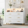 thumbnail image 1 of 6 Drawer Dresser with LED Lights & Charging Station, Wooden Pink Dresser for Bedroom, Modern TV Stand Dressers & Chests of Drawers for Closet, Hallway, Entryway, 1 of 8