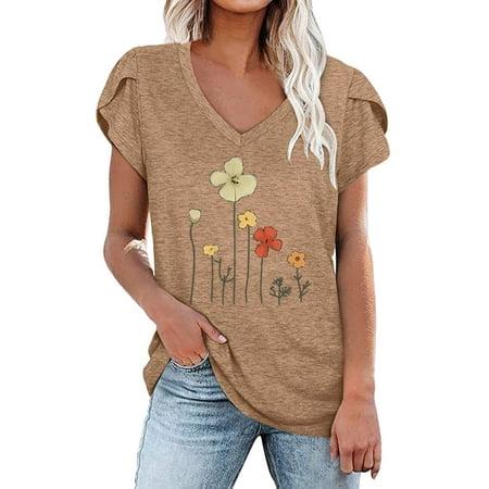 

Womens 2022 Trendy Summer V Neck Short Sleeve Cute Graphic Tshirt Casual T shirt Blouse Corset Tops Ladies Going Out Plus Size Y2k Tees Fall Winter Boho Tunic Tops Party Sexy Slim Print Tshirt