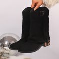 thumbnail image 5 of Viluyesy Womens Flodover Boots, Pull-On Chunky Heels Retro Tassel Trendy Western Mid Calf Boots Black US7, 5 of 8