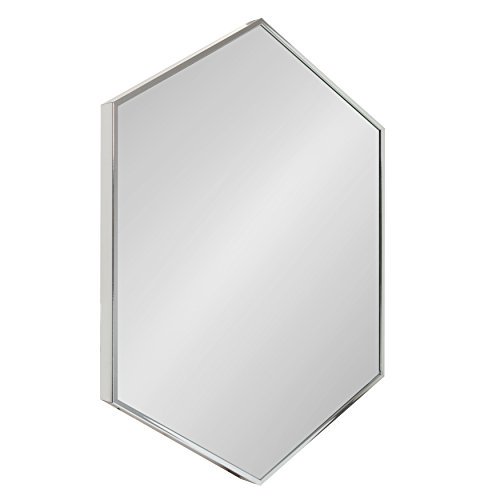 Kate and Laurel Rhodes Modern Hexagon Wall Mirror, Silver Chrome, 31x22-Inches