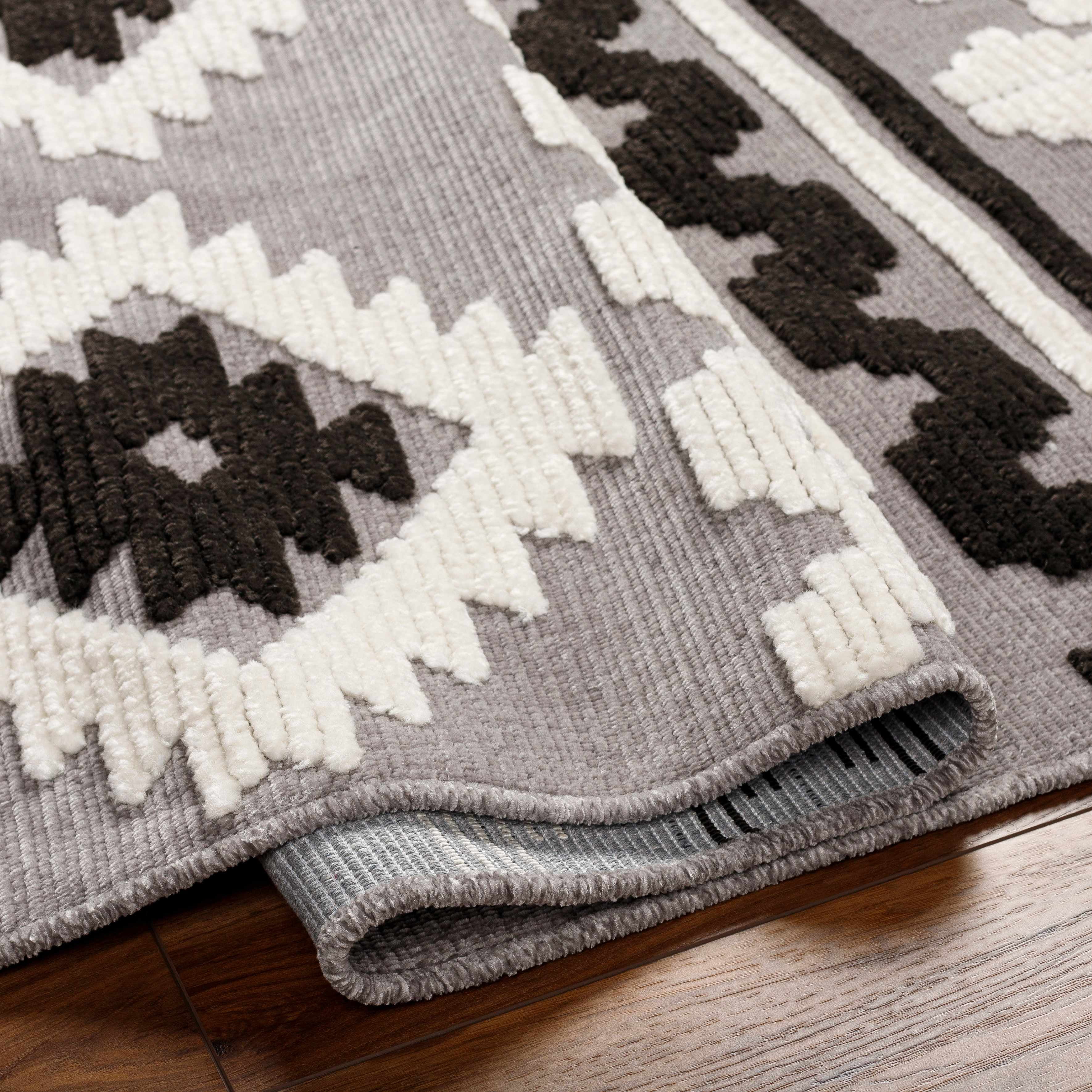 Hauteloom Drago Living Room, Bedroom Machine Washable Area Rug - Bohemian Modern Farmhouse - Moroccan Southwestern - Black, Gray, White - 3'3" x 5'