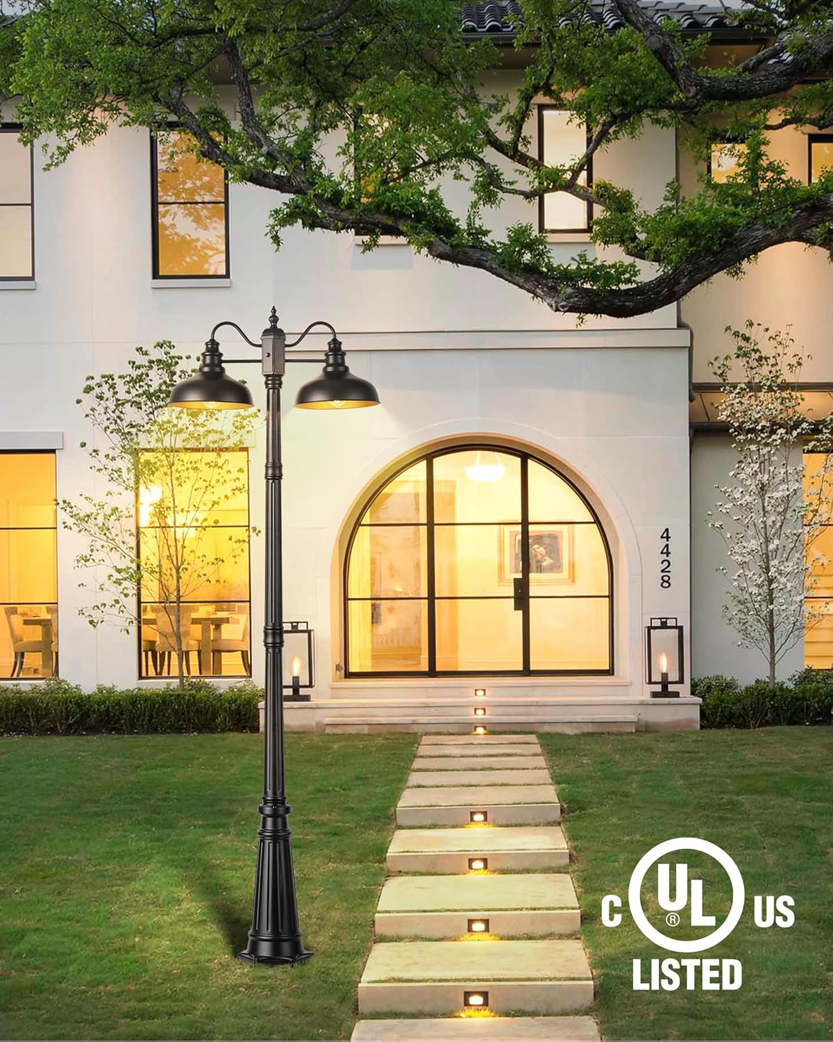 VIANIS Farmhouse Outdoor Lamp, Dusk to Dawn, Anti-Rust Black, Waterproof Light Posts for House, Garden, Patio, Pathway, Vintage Style