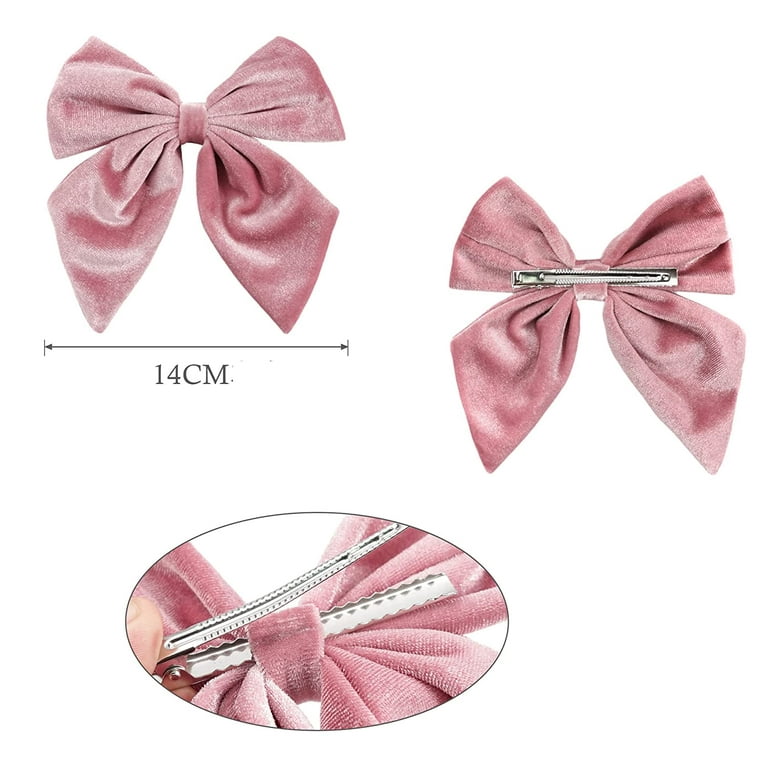 4 PCS Velvet Hair Bows For Girls, Pink Bow Clips For Women, CN Velvet Large  Hair Bows With Alligator Clips Hair Accessories, Royalblue Hair Ribbons