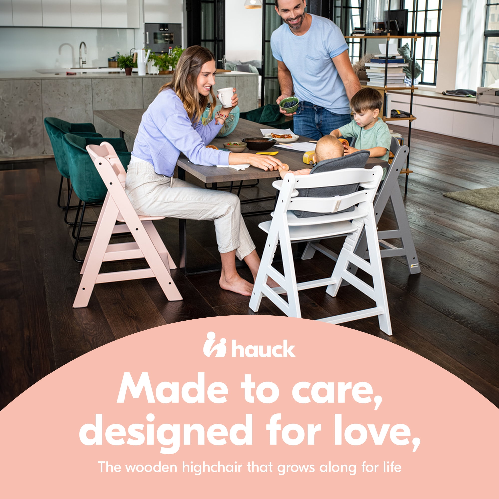 Open Box hauck Alpha+ Grow Along Wooden Highchair Seat, Beechwood
