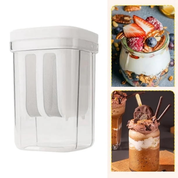 Frasco Sellado para Yogur con Cereal y Colador de Malla Fina, Recipiente Hermético a Prueba de Fugas para Yogur Griego, Desayunos, Snacks y Preparación de Comidas
