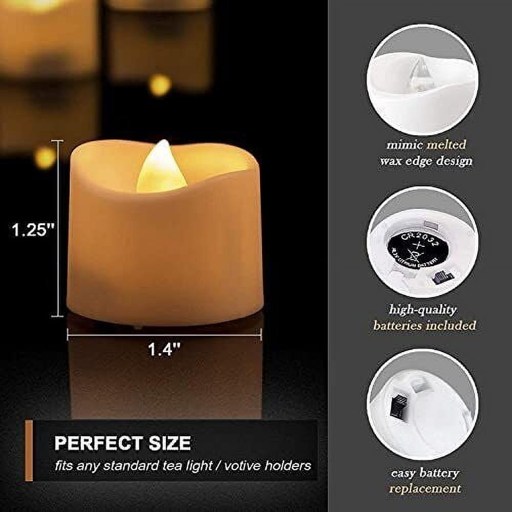 24Pcs Timed Tealight Candles, Battery Operated Tea Candles, Flameless Flickering Electric Candles with Timer for Home Decor, Brightness Upgrade, Batteries Included