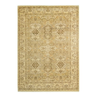 Hand-Knotted Wool Oriental Traditional Green Area Rug 6' 3" x 8' 10"