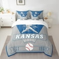 thumbnail image 2 of jejeloiu Baseball City Bedding Comforter Set 7pcs,Kansas Queen Bedding Sets,Gray Blue Queen Sheet Sets For Child,Luxury Bedroom Decor Reversible, 2 of 7