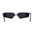 thumbnail image 4 of Womens Rimless Upside Down Half Frame Narrow Rectangular Metal Rim Sunglasses All Black, 4 of 4