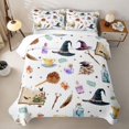thumbnail image 2 of Homewish Watercolor Witch Halloween Twin Quilt Set,Magic Cartoon Book Print Twin Coverlet Set,Cream White,2 Pieces, 2 of 7