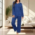 thumbnail image 6 of YueHuiYing Women Fashionable Casual Loose Solid Color V-neck Long Sleeved Pants Sleepwear Nightwear Soft Pajama Lounge Sets, 6 of 7