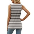thumbnail image 6 of Lenpel Women's Tank Tops Trendy Summer Striped Square Neck Side Split Sleeveless T-Shirts Casual Tunic Tee Blouses, 6 of 6