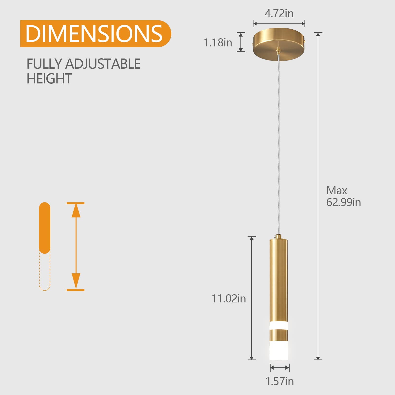ZHLWIN Gold Mini Pendant Light, Modern Kitchen Island Light Fixture Dimmable LED Gold Small Pendant Lighting for Bedroom Bedside Table, 2-Pack