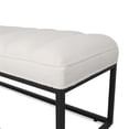 thumbnail image 5 of Upholstered Tufted Long Bench, Bedroom End of Bed Bench, Teddy Velvet Rectangular Bench with Metal Legs, Indoor Ottoman Entryway Shoe Bench for Living Room Hallway, White, 5 of 7