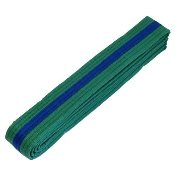 Martial Arts 1.5" Wide Karate Taekwondo Double Wrap Green with Blue Stripe Belt