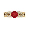 thumbnail image 2 of 1.42 ct Round Cut Simulated Pink Tourmaline Solitaire with Accents Engagement Ring for Women in 14K Yellow/White Gold, 2 of 2