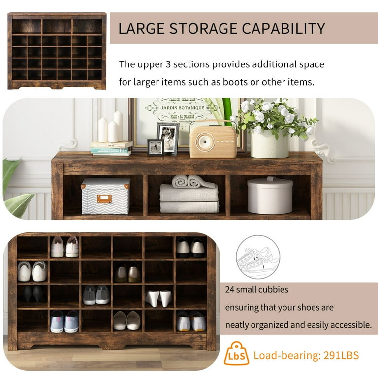 MSP-LVL4-013 Shoe Cabinet 24 Compartments Rustic Brown