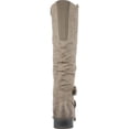 thumbnail image 3 of WHITE MOUNTAIN Womens Beige Crisscross Straps Stretch Gore Cushioned Studded Buckle Accent Liona Almond Toe Block Heel Zip-Up Riding Boot 11 M, 3 of 4