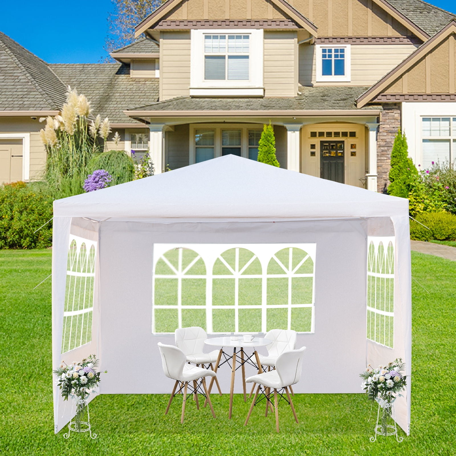 Zimtown 10'x10' Wedding Party Canopy Tent,3 Removable Sidewalls with Windows, Great for Outdoors