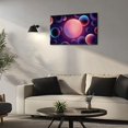 Canvas Wall Art abstract dark blue Bright glowing fluid balls under