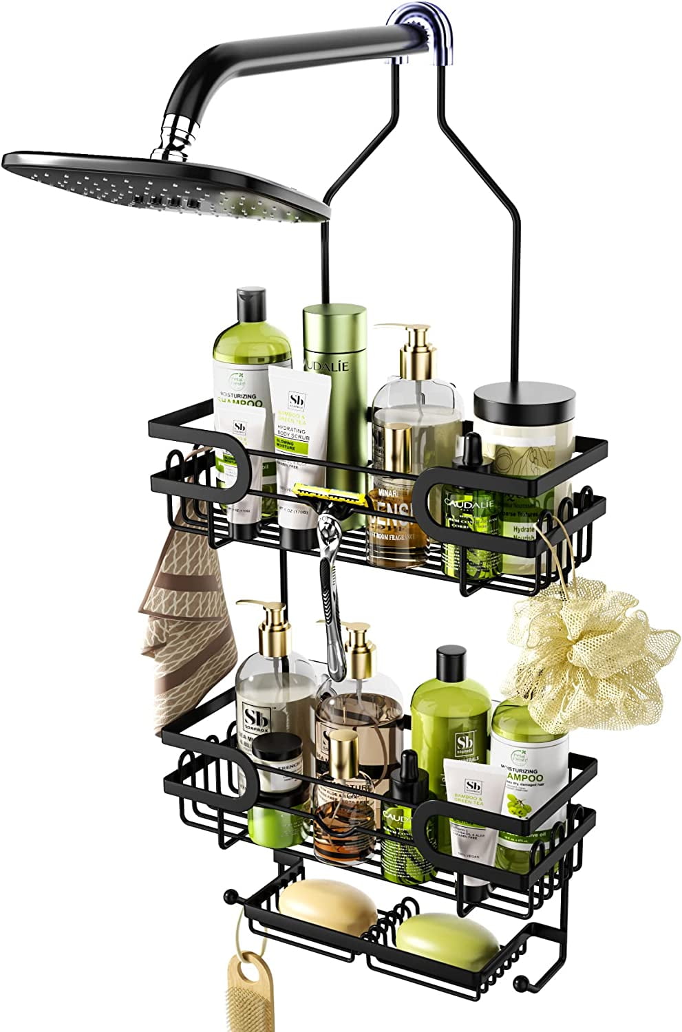 HapiRm Over the Shower Caddy with 2 Large Capacity Basket Shelves with