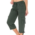 thumbnail image 2 of vigerkar Womens Capris with Pockets Loose Fit Casual Capri Pants Dressy Lightweight Ladies Baggy Cargo Pants for Hiking (Green, L), 2 of 4