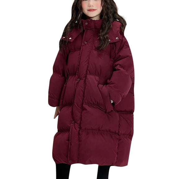 KAUOD Teen Girls Long Puffer Coats Winter Waterproof Padded Insulated Ski Jackets Kids Quilted Knee Length down Outwear