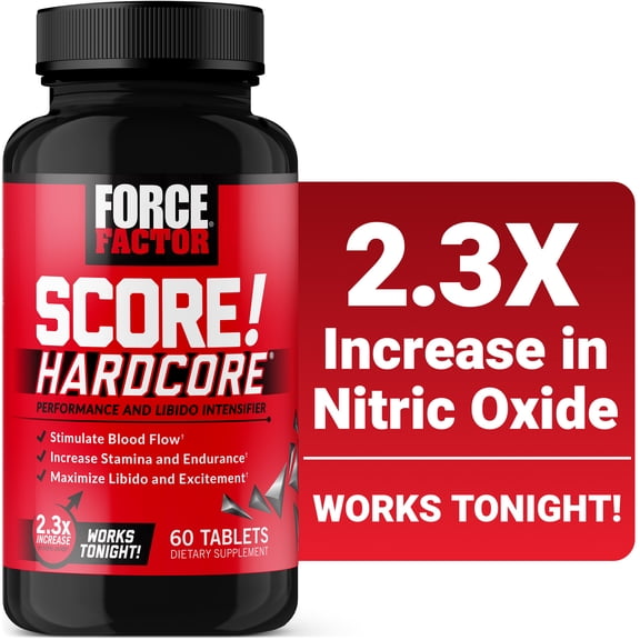 Force Factor SCORE! Hardcore, Nitric Oxide Booster for Men with L-Citrulline, Horny Goat Weed & Tongkat Ali to Boost Libido & Stamina, 60 Tablets