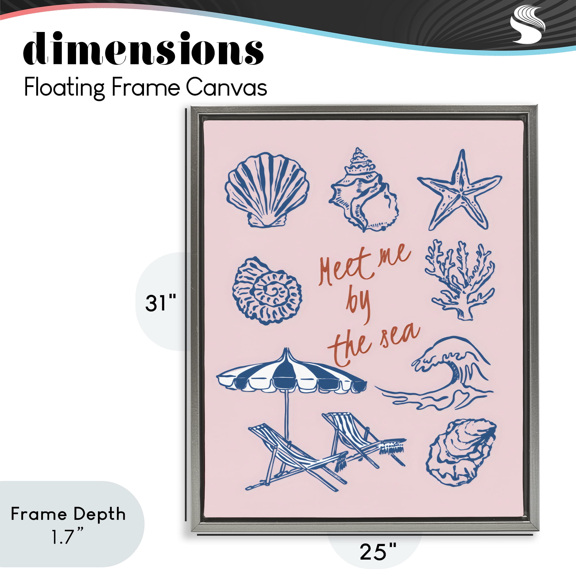 Stupell Industries Meet Me By The Sea Gray Framed Floater Canvas Wall Art, design by The Prints Vibe